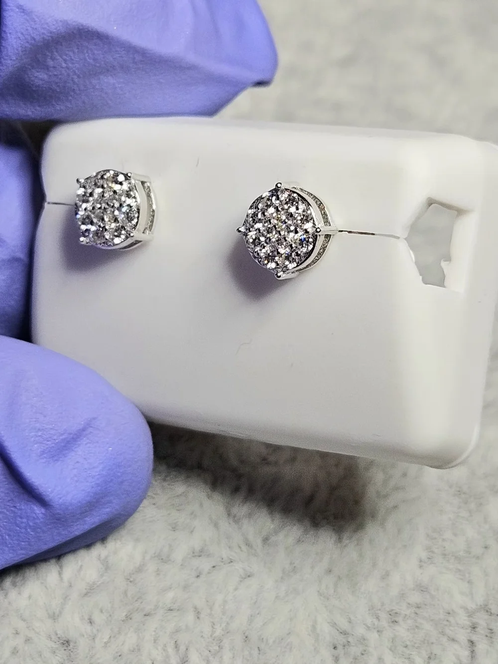 ✨ NWT 0.75 CTW Moissanite Cluster Stud Earrings 925 Sterling Silver